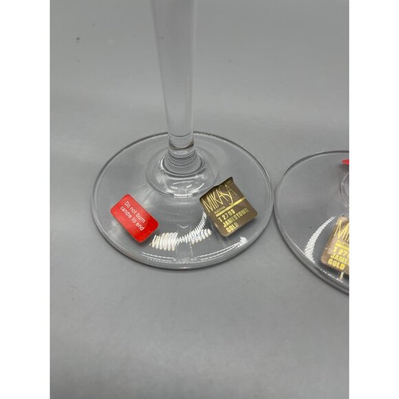 Mikasa set of 2 candle holders marked Austria T2073 Jamestown Gold 7.5" NEW READ - Picture 5 of 15